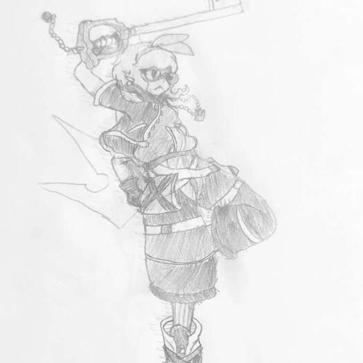 Pencil drawing of myself dressed as Kingdom Hearts II's Sora. Despite it being a drawing of myself, it was also commissioned. Full Body commission.